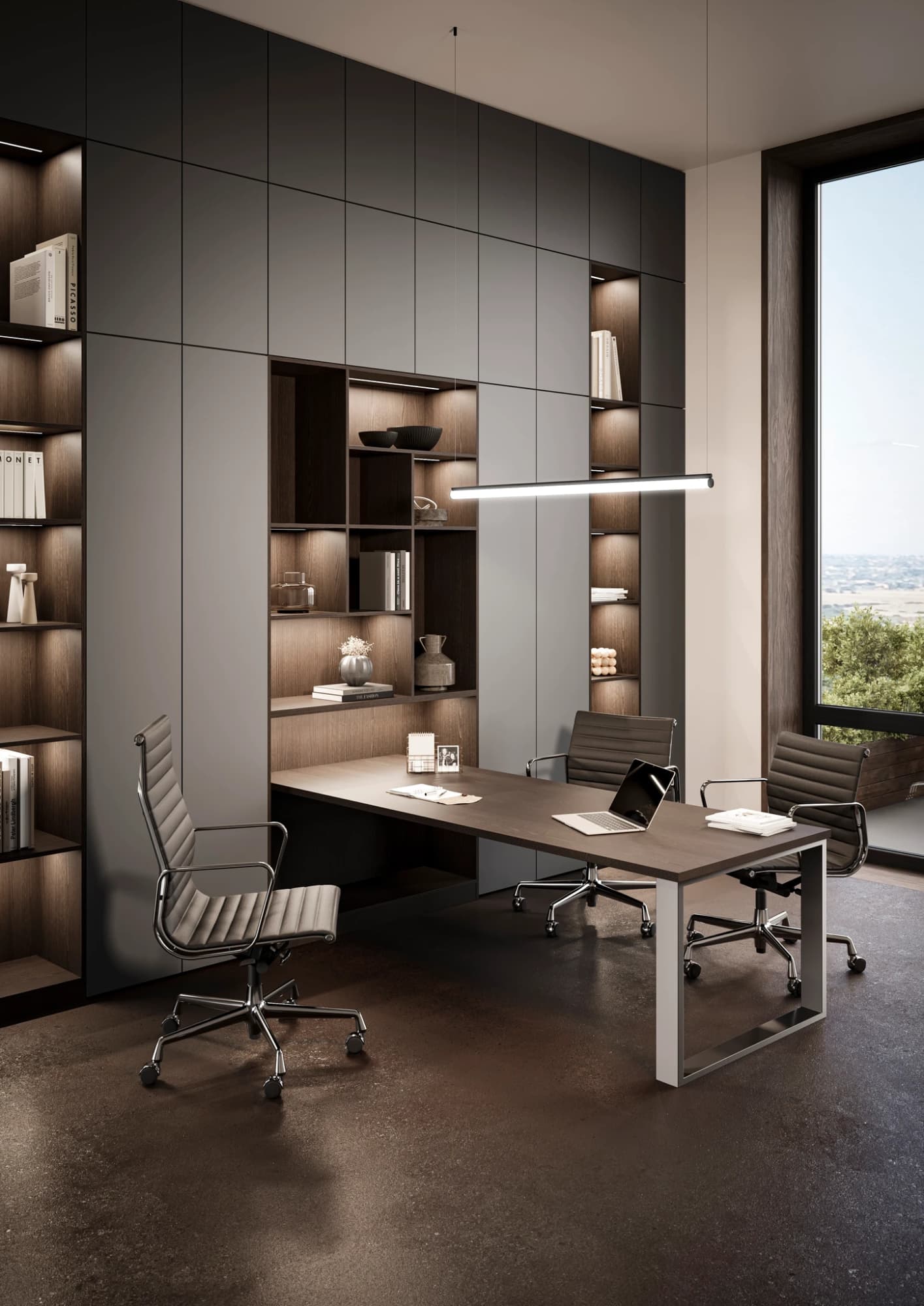 LEICHT Arbeitsbereich mit Regal und Schreibtisch