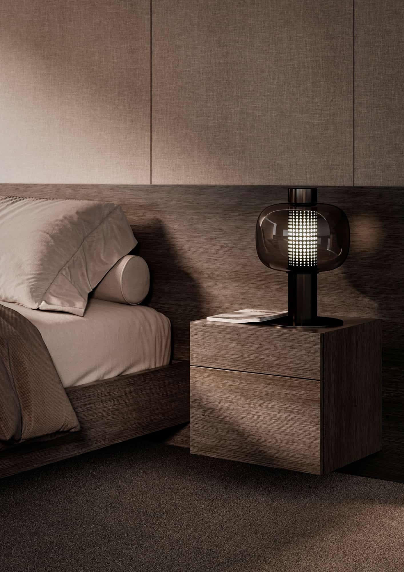 LEICHT Schlafzimmer Nachtkonsole mit Leuchte